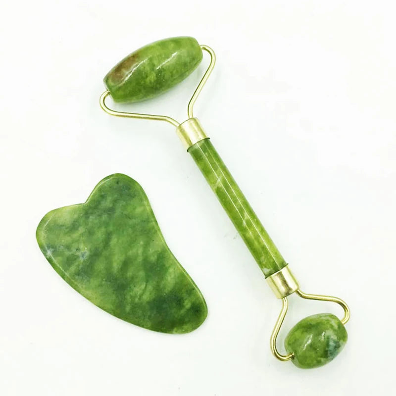 Gua Sha de Jade Natural — Piedra Facial para Drenaje y Contorno
