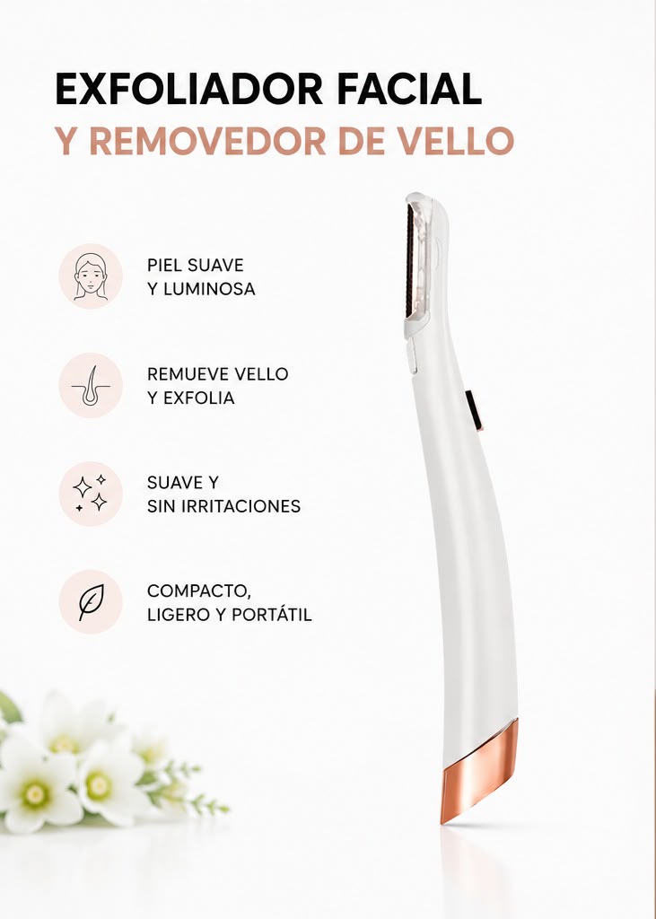 Exfoliador Facial y Removedor de Vello — 2 en 1